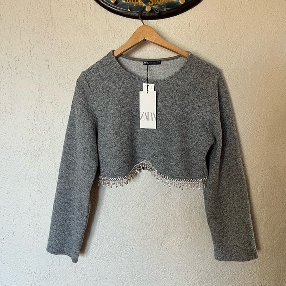 Zara Gray Marled Jewel Soft Sweatshirt - Picture 7 of 16